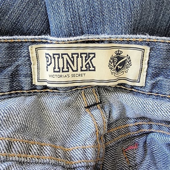 Victoria Secret Pink Distressed White Splatter paint denim BootCut Jeans - Picture 3 of 13